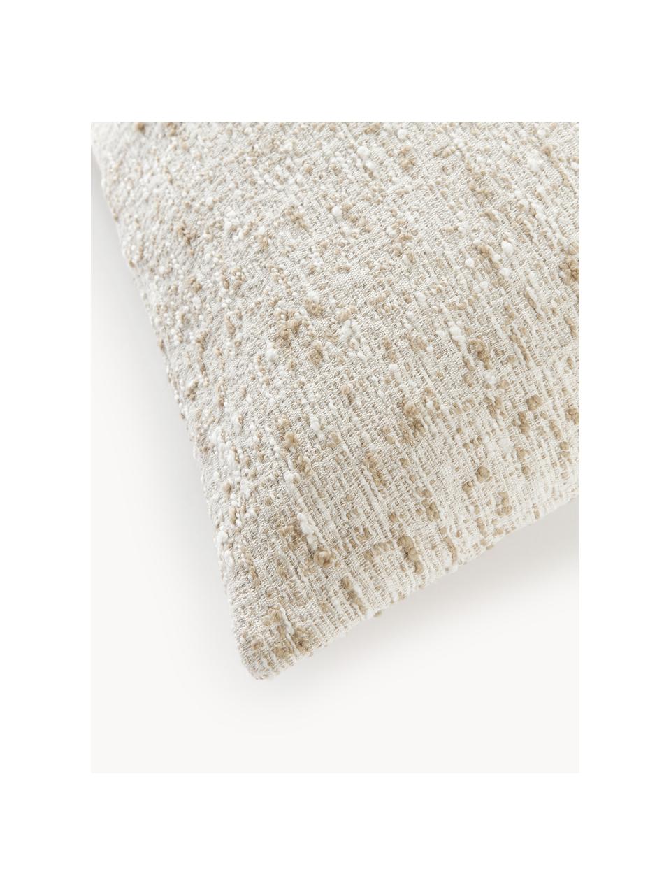 Housse de coussin 50x50 en tissu bouclé Talea, Tissu bouclé (92 % coton, 8 % polyester)

Le bouclé est une matière qui se caractérise par sa texture aux courbes irrégulières. La surface caractéristique est créée par des boucles tissées de fils différents qui confèrent au tissu une structure unique. La structure bouclée a un effet à la fois isolant et moelleux, ce qui rend le tissu particulièrement douillet, Beige clair, blanc cassé, larg. 50 x long. 50 cm