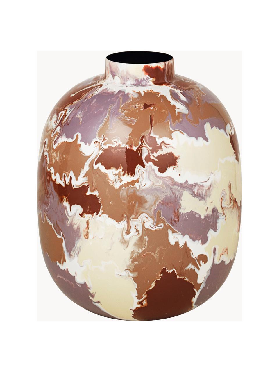 Vase peint à la main Thyra, haut. 31 cm, Fonte, émaillée, Blanc crème, terracotta, lilas, lie de vin, Ø 25 x haut. 31 cm