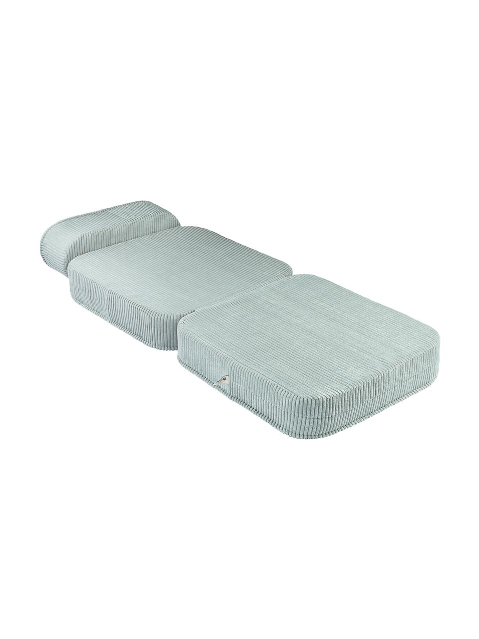 Fauteuil pliant en velours côtelé pour enfant Sugar, Velours côtelé vert menthe, larg. 70 x haut. 40 cm