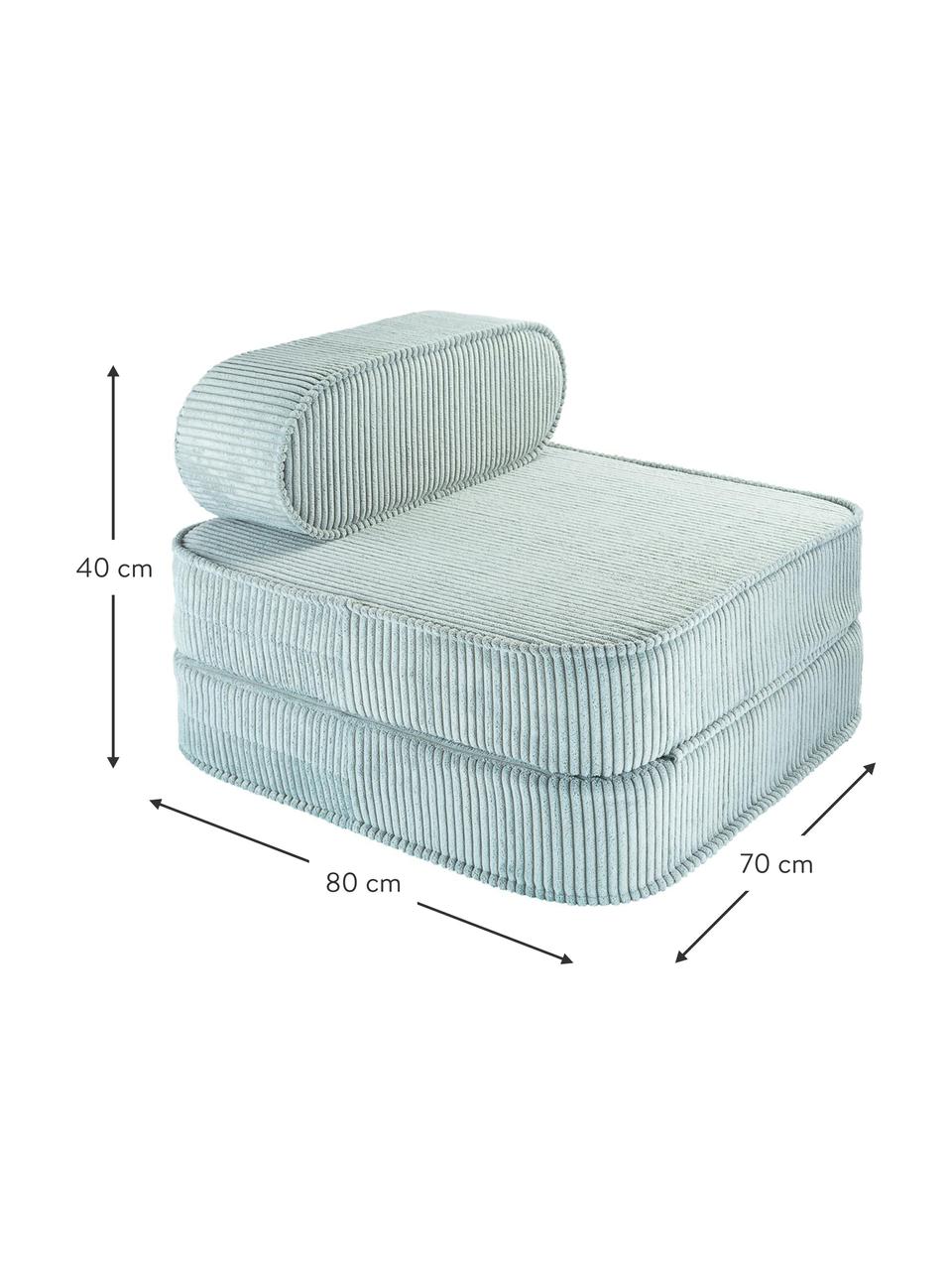 Fotel rozkładany ze sztruksu dla dzieci Sugar, Tapicerka: sztruks (100% poliester) , Miętowozielony sztruks, S 70 x W 40 cm