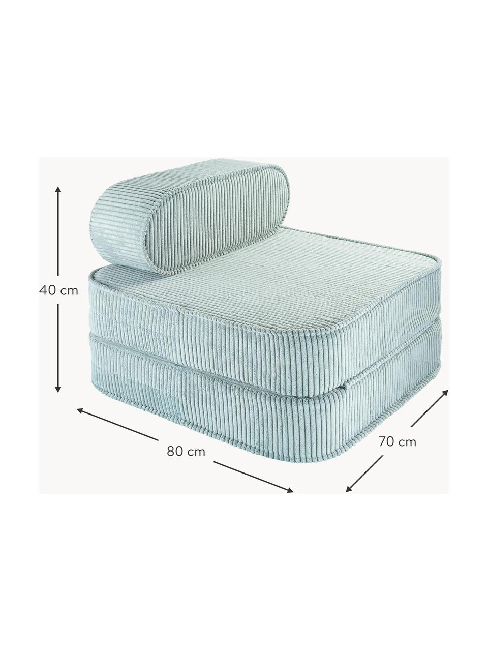 Fauteuil pliant en velours côtelé pour enfant Sugar, Velours côtelé bleu ciel, larg. 60 x prof. 65 cm