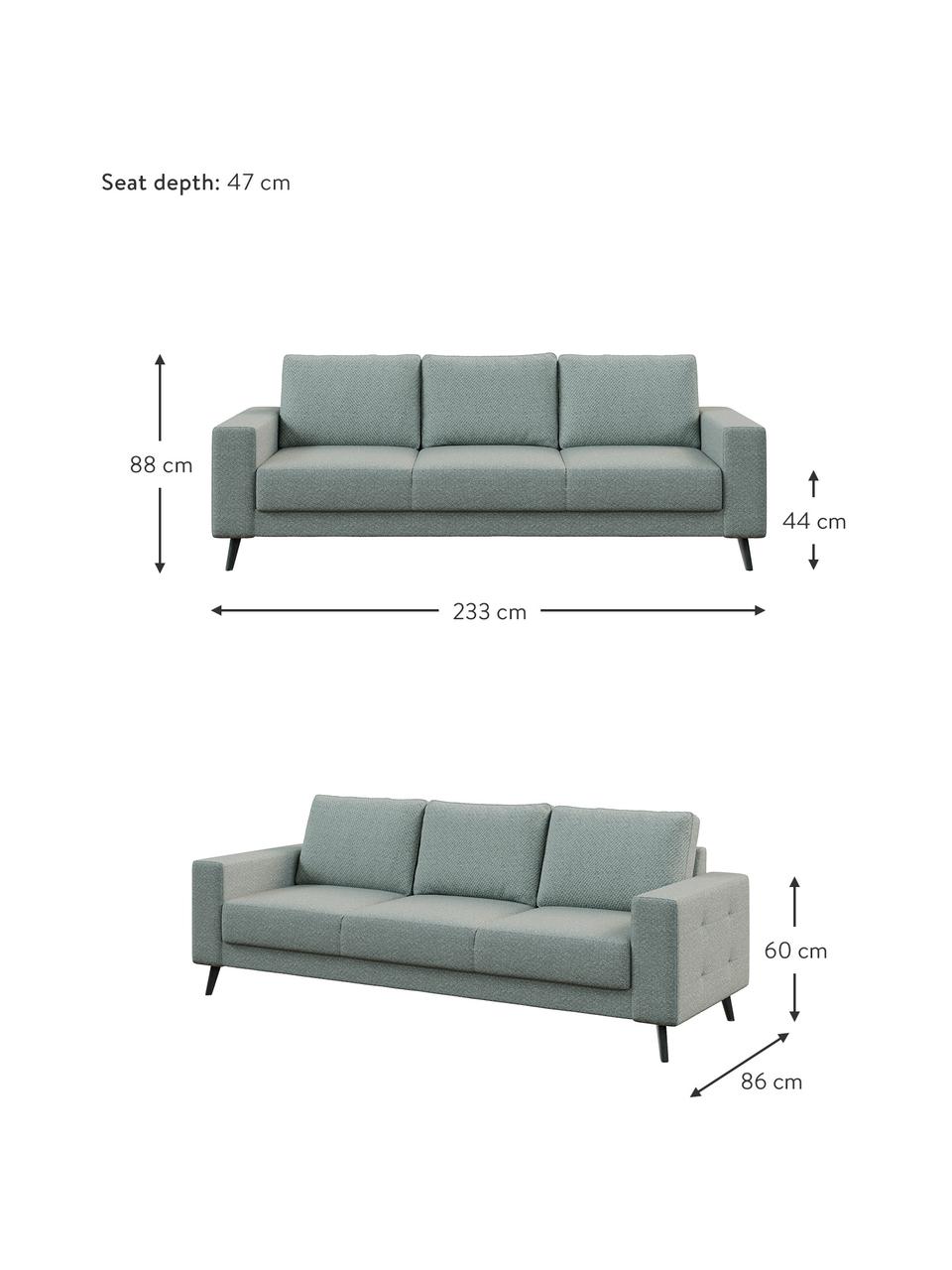 Sofa Fynn (3-osobowa), Tapicerka: 100% poliester z uczuciem, Stelaż: drewno liściaste, drewno , Nogi: drewno lakierowane Dzięki, Greige, S 233 x G 86 cm