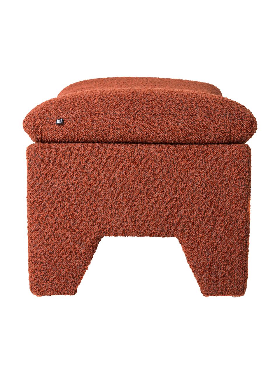 Bouclé-Hocker Karl in Terrakotta, Bezug: 92% Polyester, 8% Baumwol, Gestell: Holz, Terrakotta, B 82 x H 45 cm