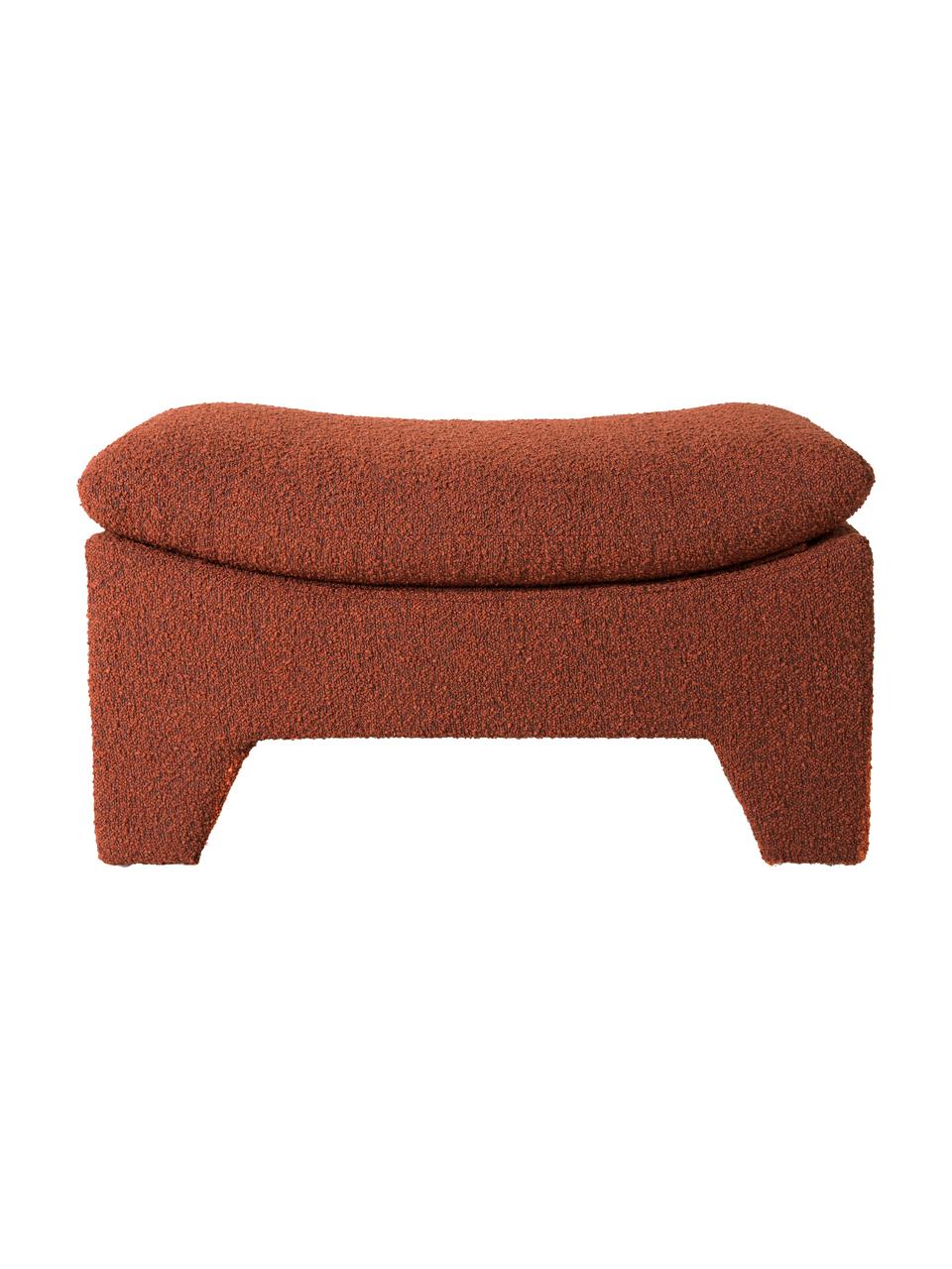 Bouclé-Hocker Karl in Terrakotta, Bezug: 92% Polyester, 8% Baumwol, Gestell: Holz, Terrakotta, B 82 x H 45 cm