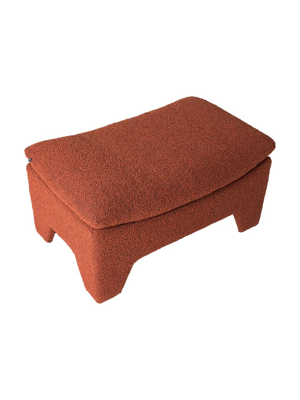 Bouclé-Hocker Karl in Terrakotta, Bezug: 92% Polyester, 8% Baumwol, Gestell: Holz, Terrakotta, B 82 x H 45 cm