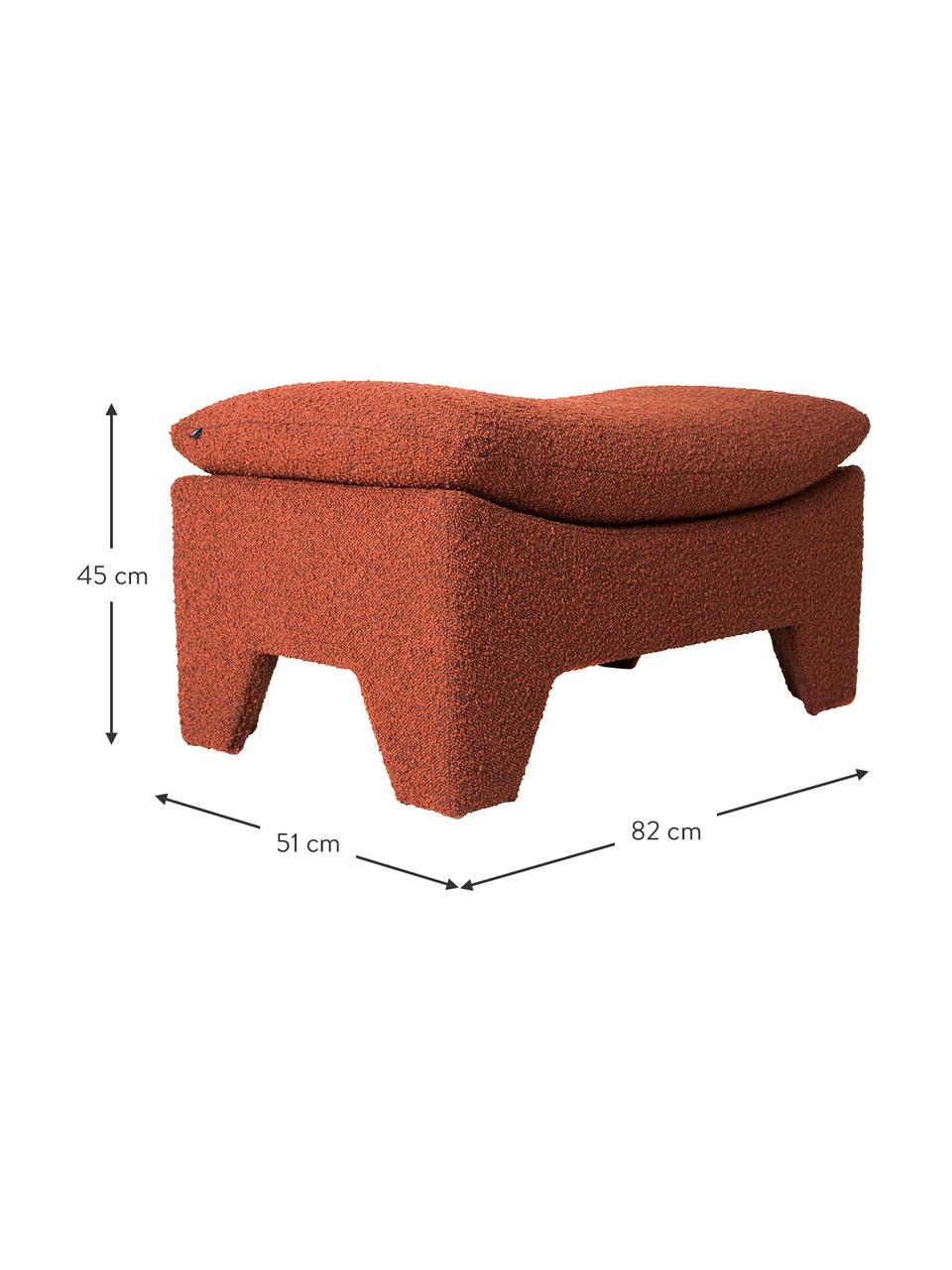 Bouclé-Hocker Karl in Terrakotta, Bezug: 92% Polyester, 8% Baumwol, Gestell: Holz, Terrakotta, B 82 x H 45 cm