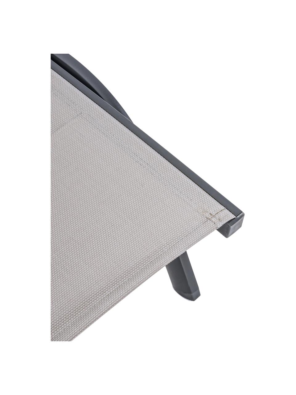 Lettino prendisole Cleo, Struttura: alluminio verniciato a po, Rivestimento: textilene, Taupe, grigio scuro, nero, Larg. 70 x Prof. 193 cm