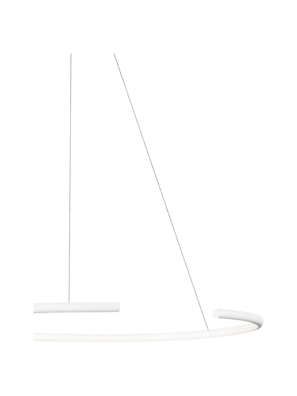 Grote LED hanglamp Breda in wit, Lampenkap: aluminium, Diffuser: acryl, Baldakijn: aluminium, Wit, Ø 70 x H 200 cm