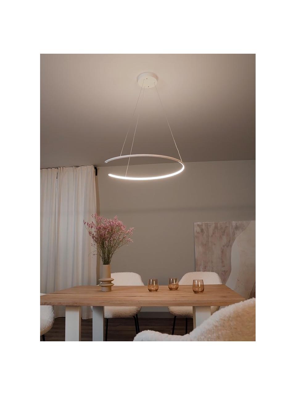 Grande suspension LED moderne Breda, Blanc, Ø 70 x haut. 200 cm