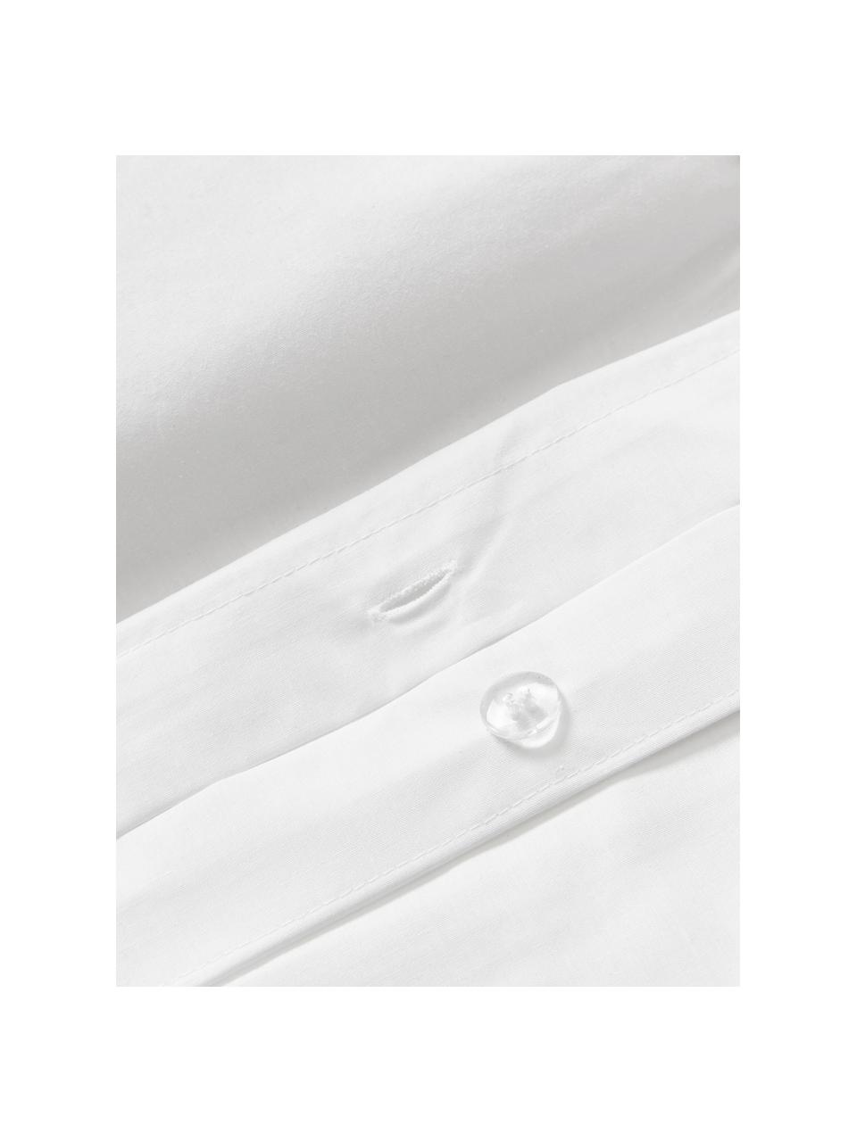 Housse de couette en percale de coton avec piquage façon origami Brody, Blanc, larg. 140 x long. 200 cm