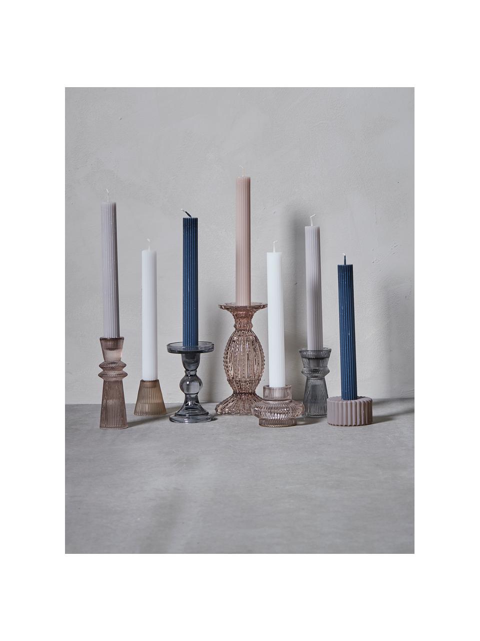 Świeca stołowa Ribbed, 2 szt., Parafina, Ciemny niebieski, Ø 2 x W 25 cm