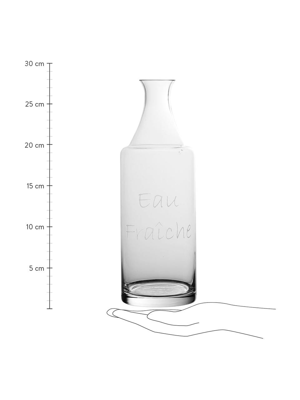 Karaffe Pilla aus Glas mit weißer Aufschrift, 2er-Set, Glas, Transparent, Set mit verschiedenen Größen