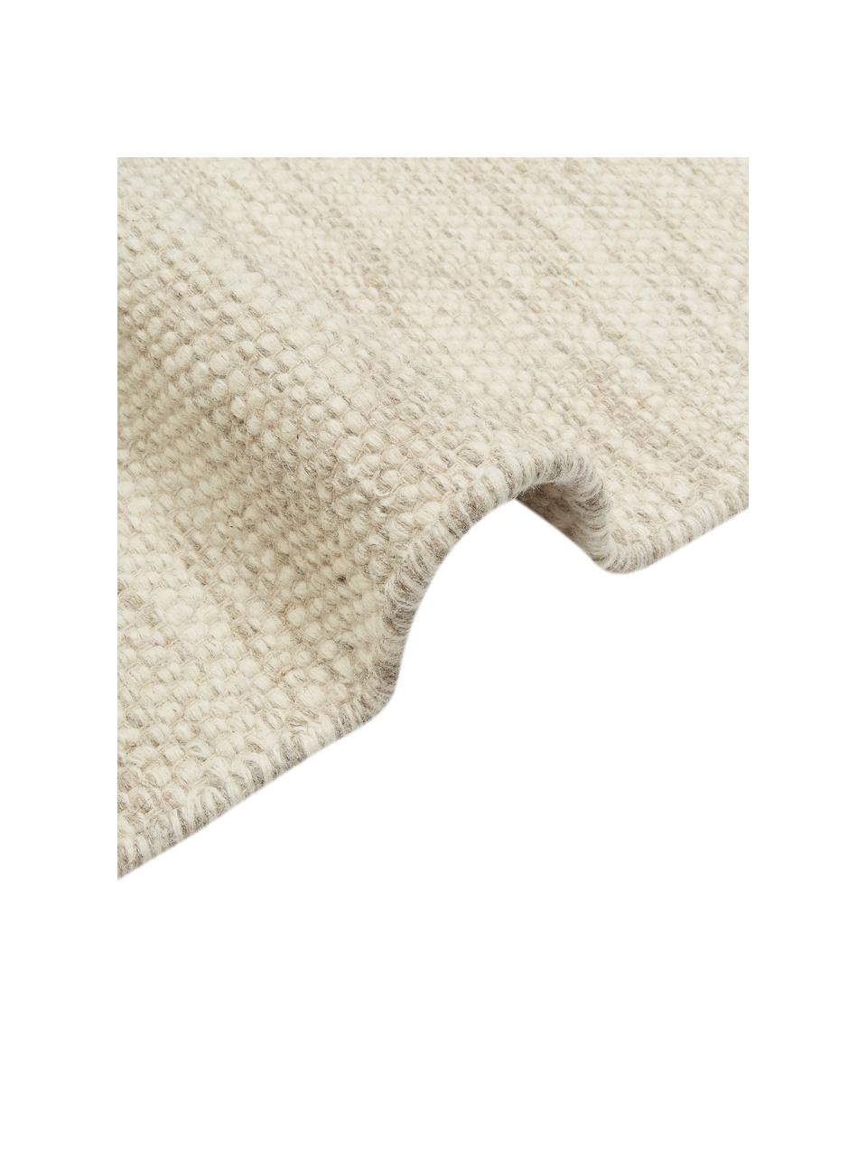Alfombra corredor artesanal de lana Asko, Parte superior: 90% lana, 10% algodón, Reverso: algodón La alfombra se pu, Beige, An 70 x L 140 cm (Tamaño XS)