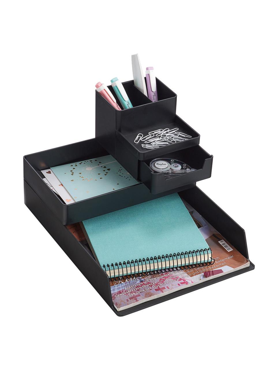 Bureau organizer Kevin, Kunststof (ABS), Zwart, 15 x 9 cm