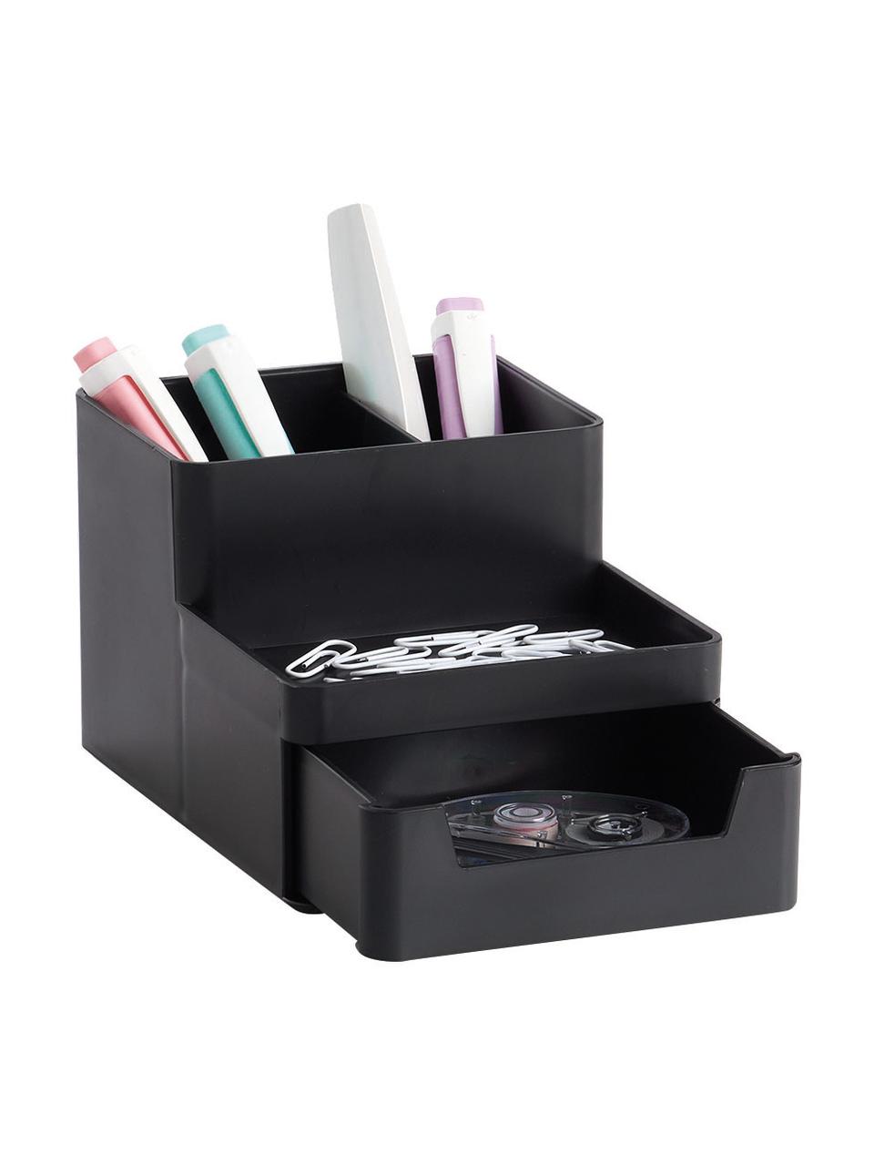 Organiseur bureau Kevin, Plastique (ABS), Noir, larg. 15 x haut. 9 cm