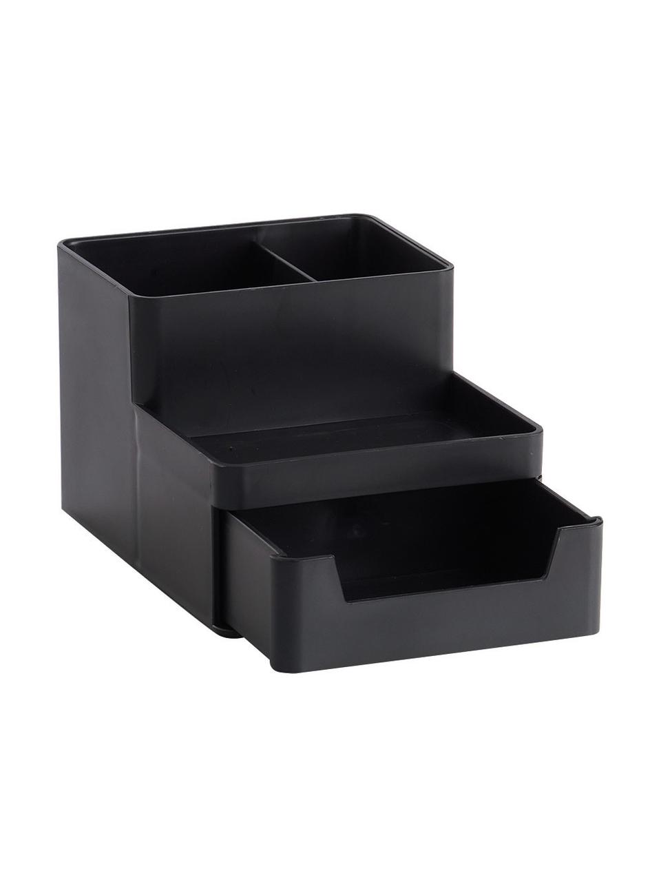 Organizador de escritorio Kevin, Plástico ABS, Negro, An 15 x Al 9 cm