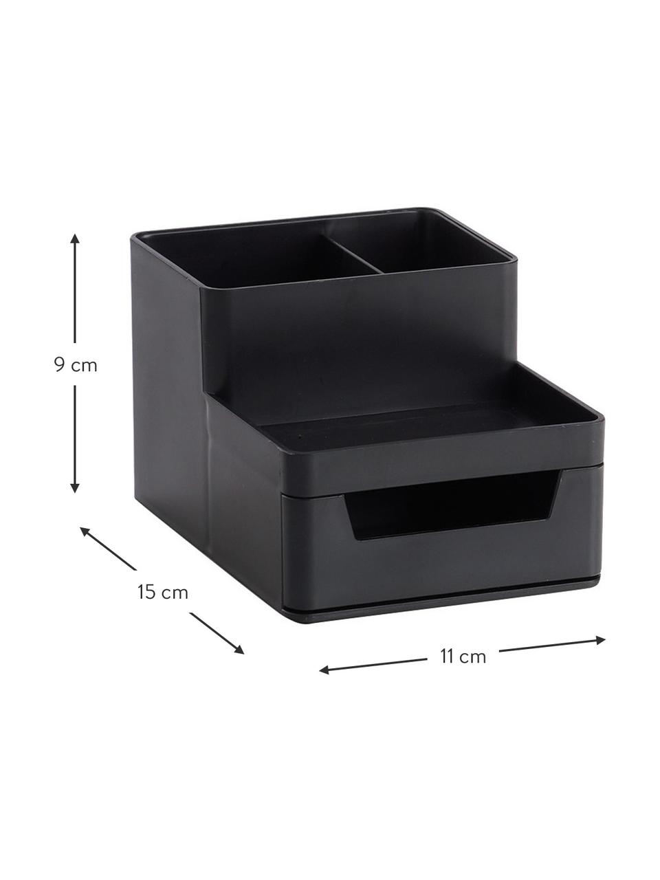 Organizador de escritorio Kevin, Plástico ABS, Negro, An 15 x Al 9 cm