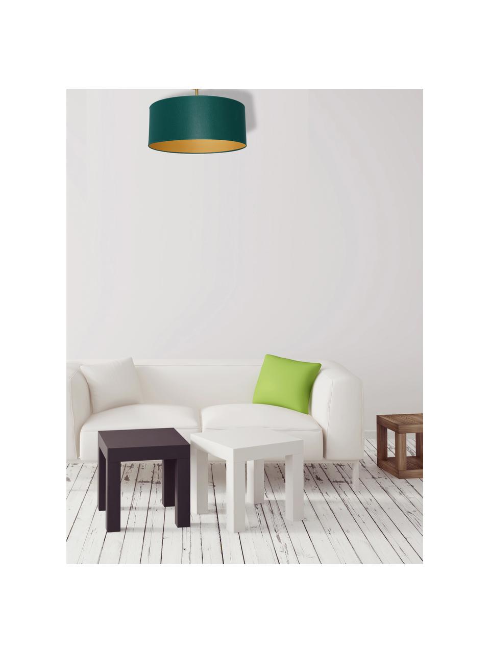 Plafondlamp Benni, Lampenkap: katoenmix, Baldakijn: gecoat metaal, Groen, messingkleurig, Ø 50 x H 35 cm