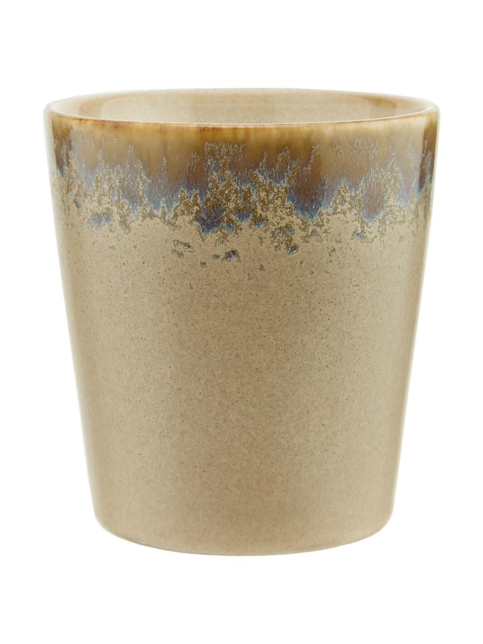Handgemachte XS Becher 70's, 6er-Set, Steingut, Erdtöne, Ø 8 x H 8 cm, 200 ml