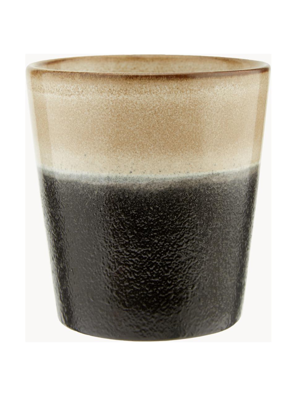 Handbemalte Keramik-Becher 70's mit reaktiver Glasur, 6er-Set, Keramik, Design 5, Ø 8 x H 8 cm, 180 ml