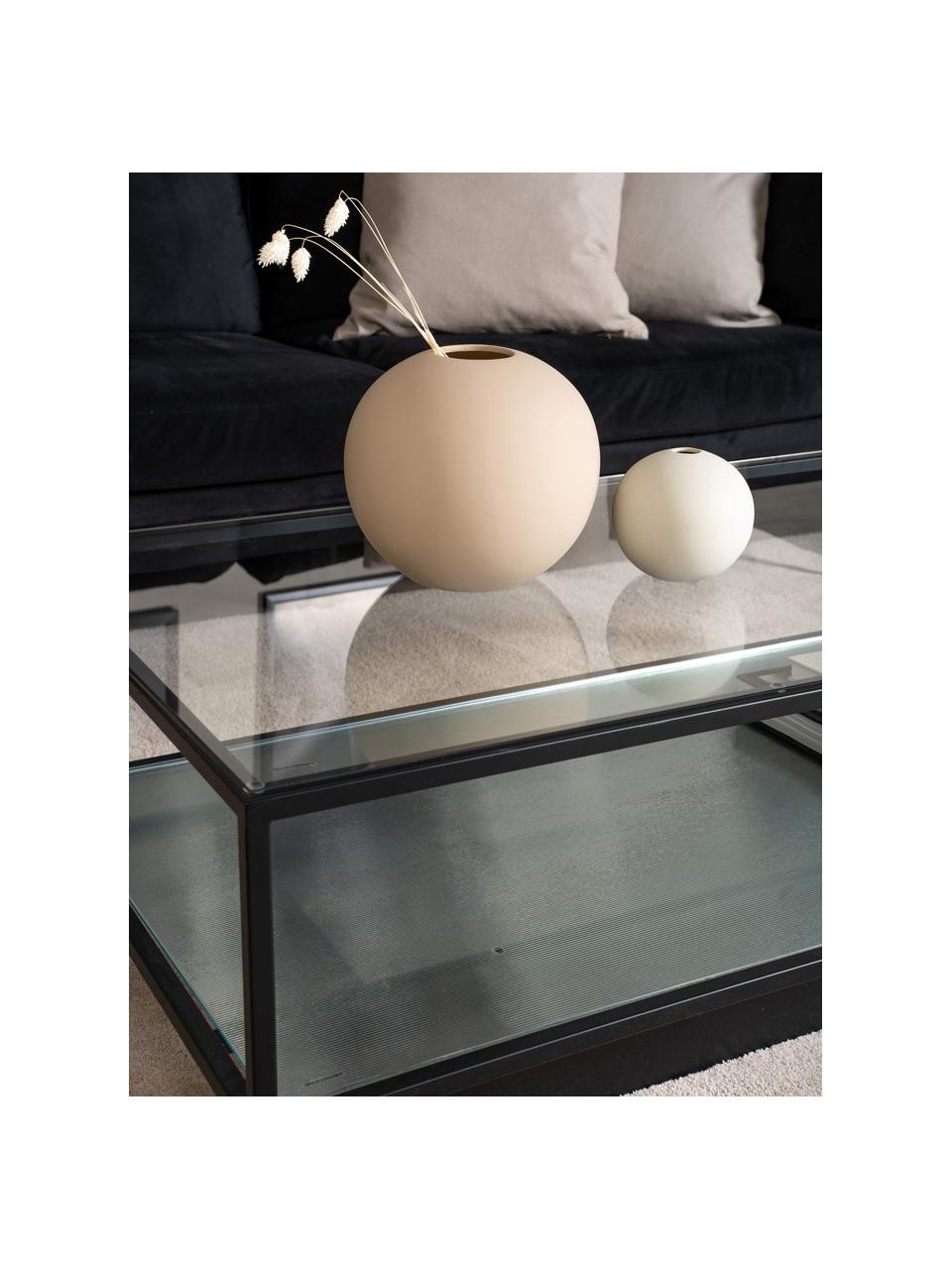 Tavolino da salotto in metallo con piano in vetro Maglehem, Struttura: metallo rivestito, Nero trasparente, Larg. 130 x Prof. 60 cm