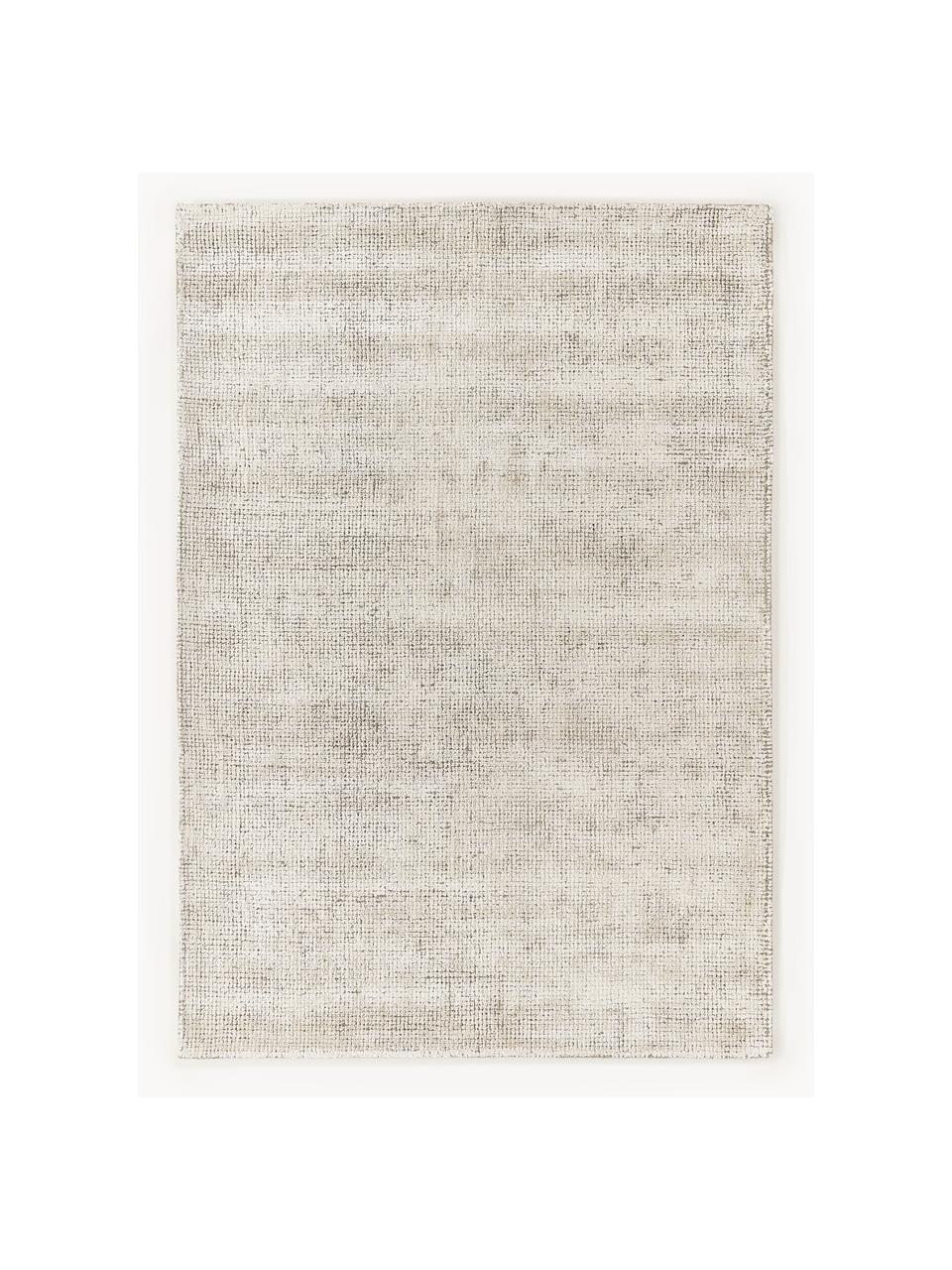 Handgeweven laagpolig vloerkleed Mansa, 56% wol, RWS-gecertificeerd, 44% viscose, Beige, crèmewit, B 80 x L 150 cm (maat XS)