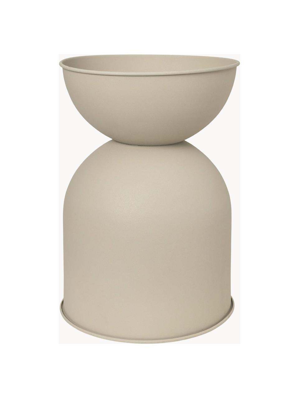 Cache-pot Hourglass, haut. 59 cm, Fer, enduit, Beige clair, mat, Ø 40 x haut. 59 cm