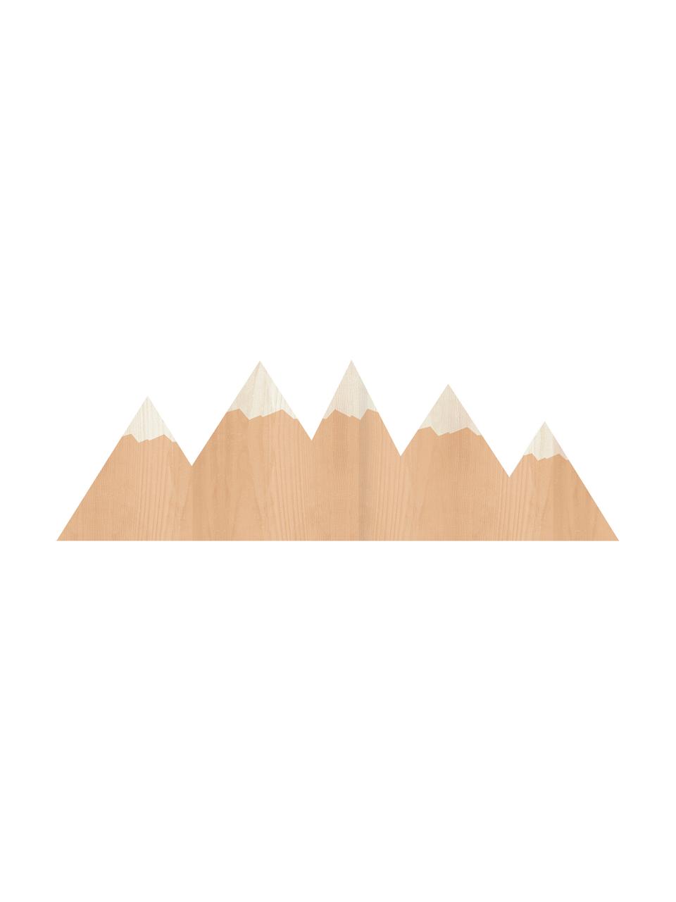 Aplique LED Mountains, con enchufe, Lámpara: madera contrachapada, rec, Cable: cubierto en tela, Marrón, crema, An 50 x Al 16 cm