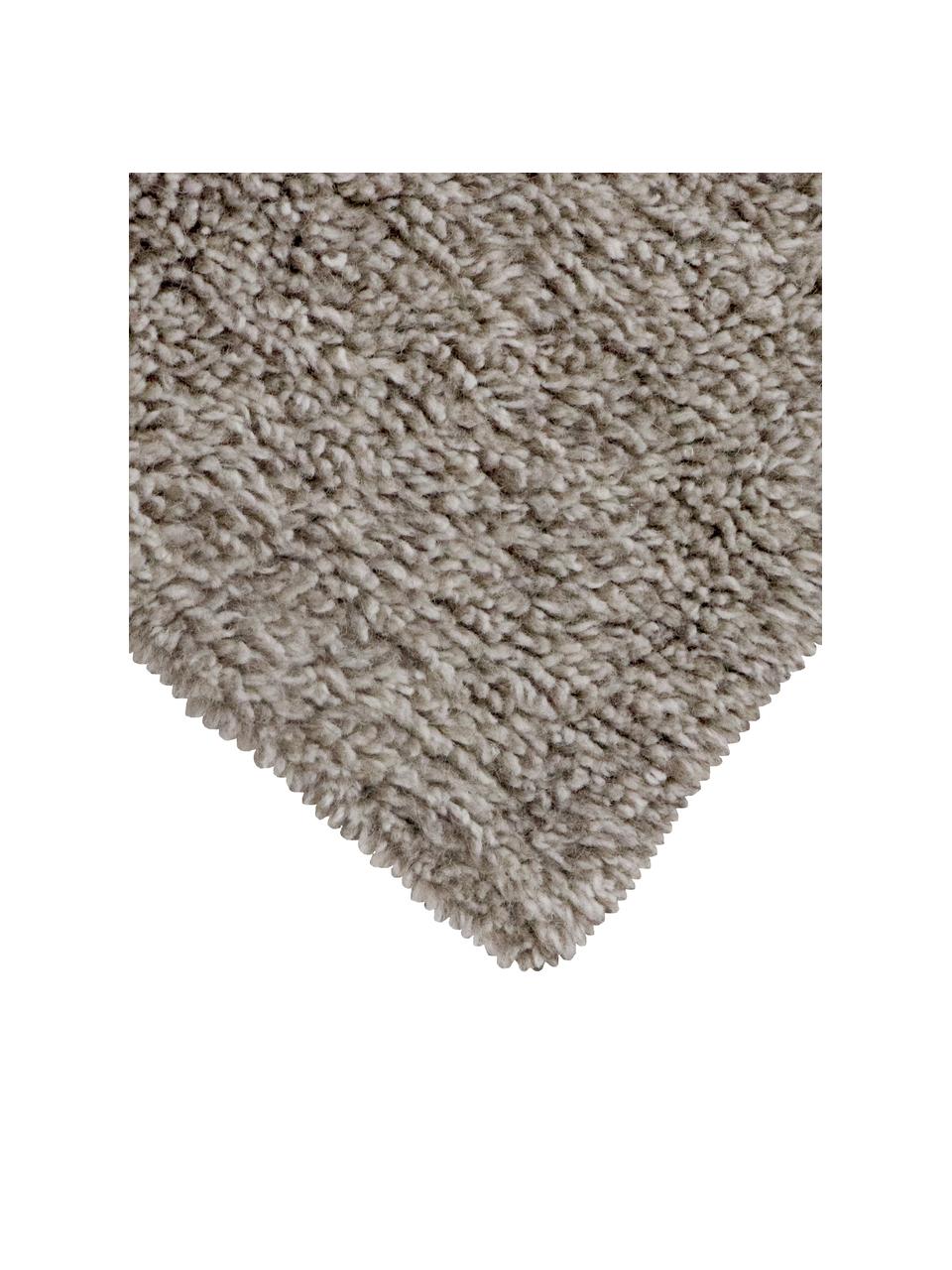 Handgefertigter Wollteppich Tundra in Grau, waschbar, Flor: 100% Wolle, Grau, B 80 x L 140 cm (Grösse XS)