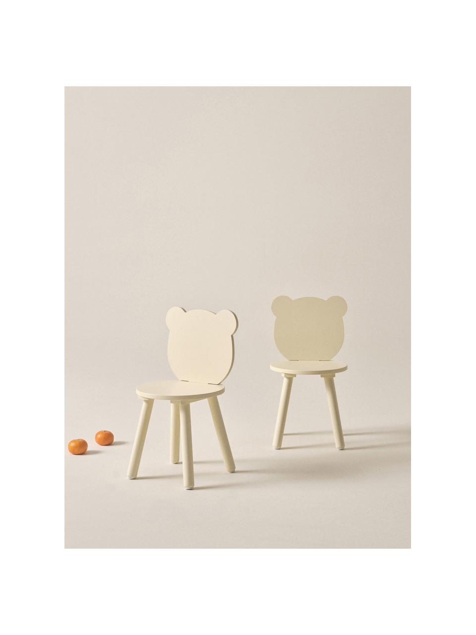 Holz-Kinderstühle Beary, 2 Stück, Kiefernholz, Mitteldichte Holzfaserplatte (MDF), lackiert, Hellgelb, B 30 x H 58 cm