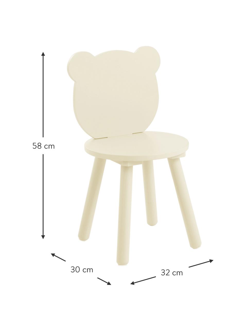 Holz-Kinderstühle Beary, 2 Stück, Kiefernholz, Mitteldichte Holzfaserplatte (MDF), lackiert, Hellgelb, B 30 x H 58 cm