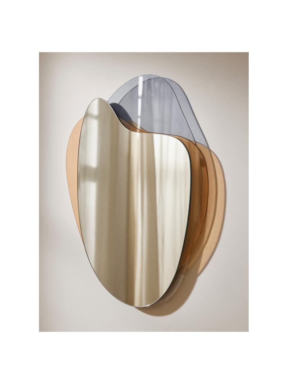 Rahmenloser Wandspiegel Melia, Spiegelfläche: Spiegelglas, Rückseite: Mitteldichte Holzfaserpla, Grau, Hellbraun, B 55 x H 71 cm