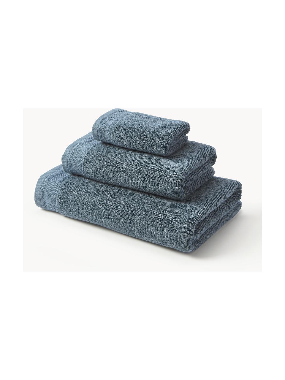 Lot de serviettes de bain en coton bio Premium, tailles variées, Bleu pétrole, 6 éléments (2 serviettes invité, 2 serviettes de toilette et 2 draps de bain)