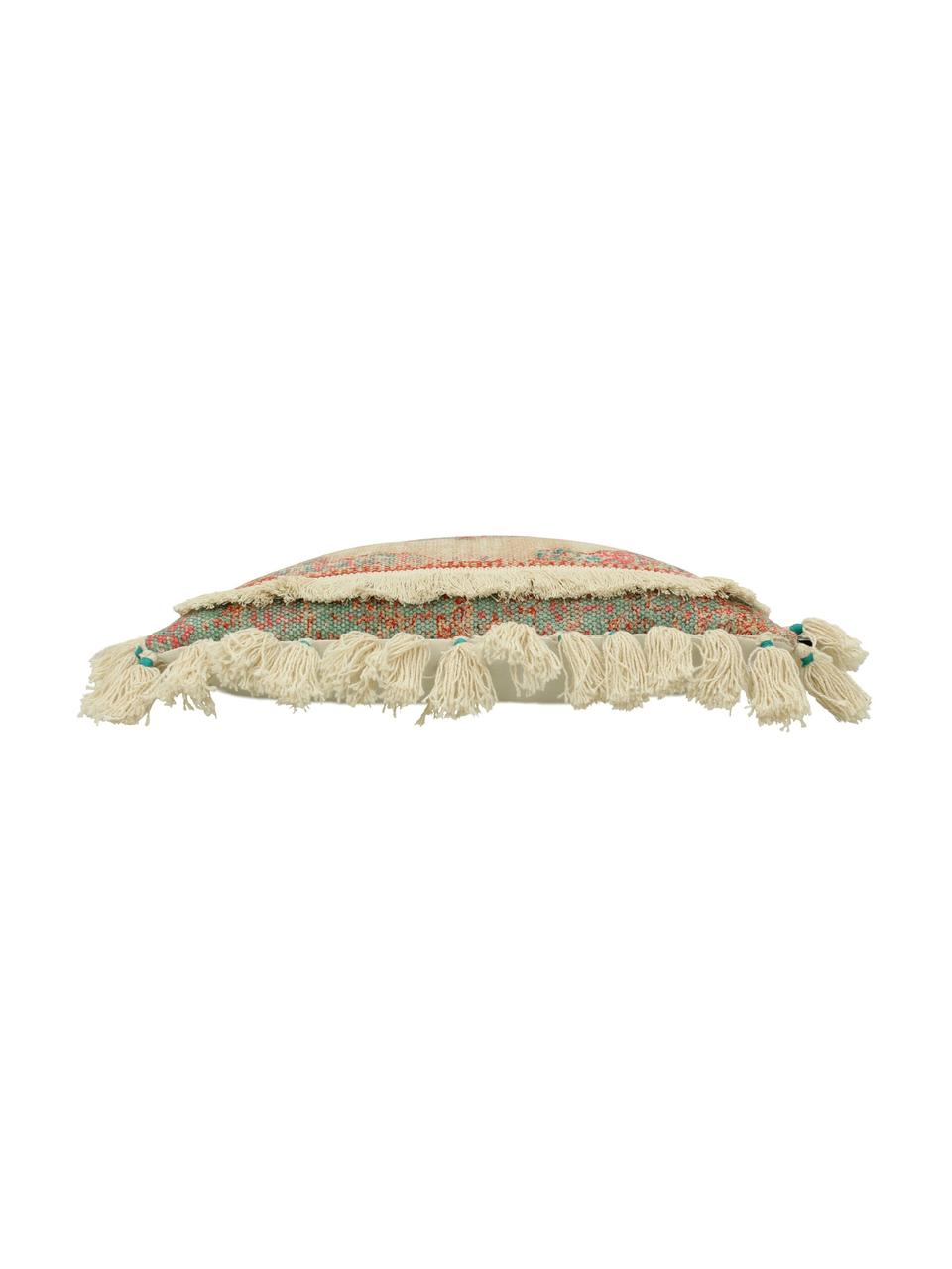 Cojín con borlas Latina, con relleno, Funda: 100% algodón, Beige, multicolor, An 45 x L 45 cm