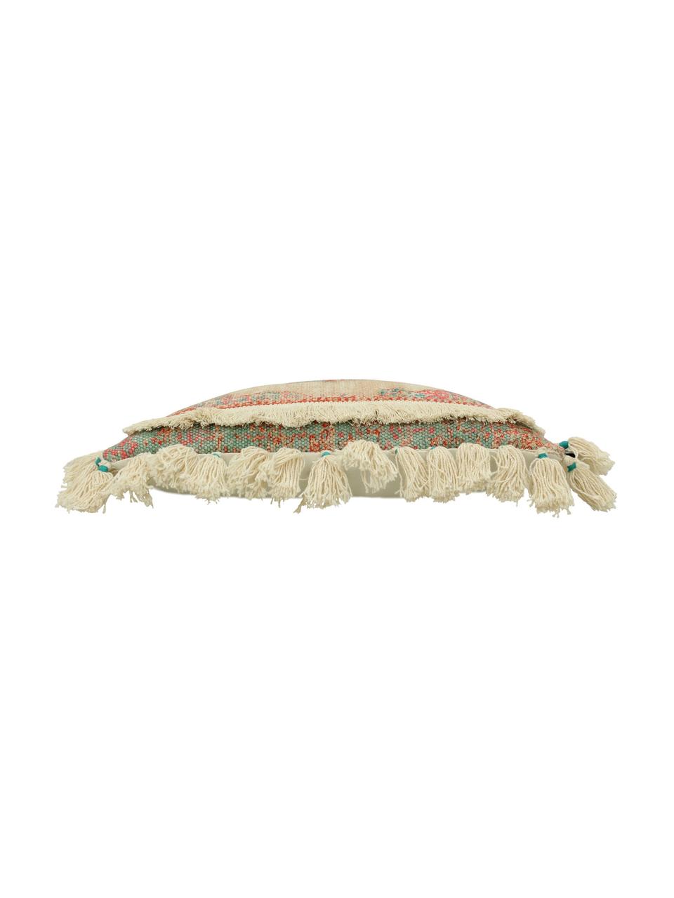 Cuscino con nappe e imbottitura Latina, Beige, multicolore, Larg. 45 x Lung. 45 cm
