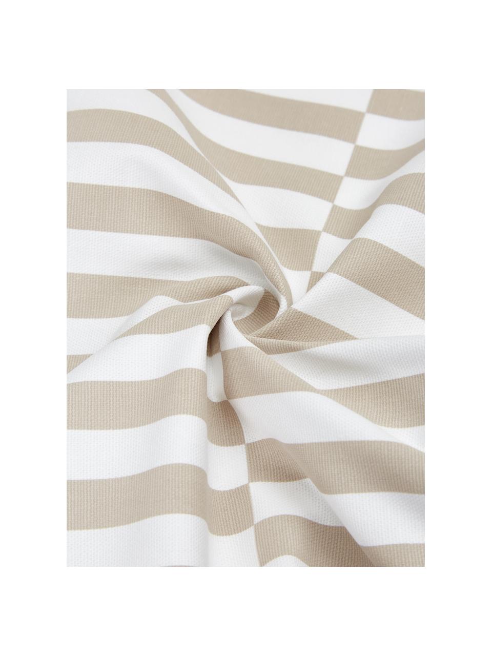 Kussenhoes Ivo taupe/wit met grafisch patroon, 100% katoen, Wit, beige, 45 x 45 cm