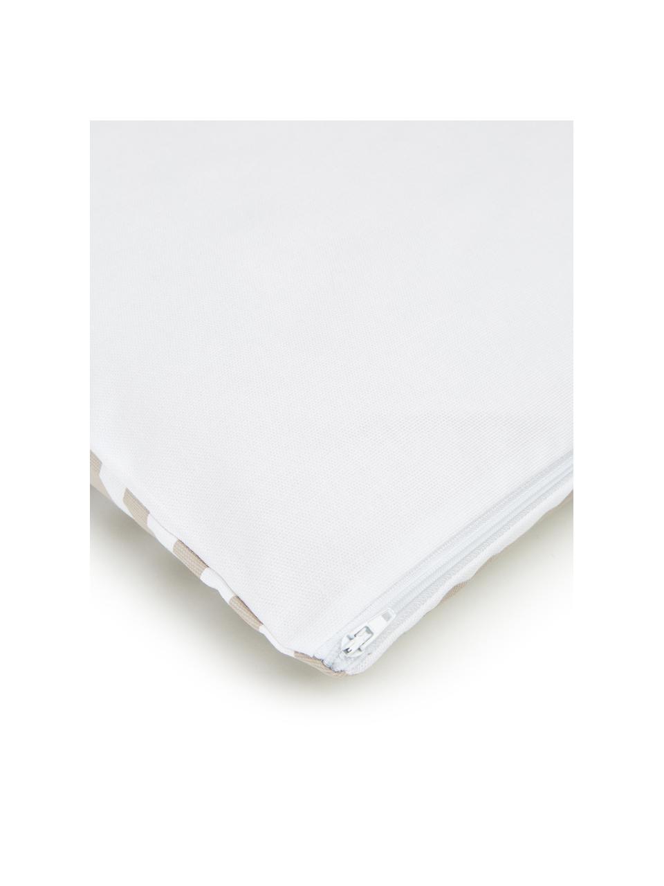 Kissenhülle Ivo Taupe/Weiss mit grafischem Muster, 100% Baumwolle, Weiss,Beige, 45 x 45 cm