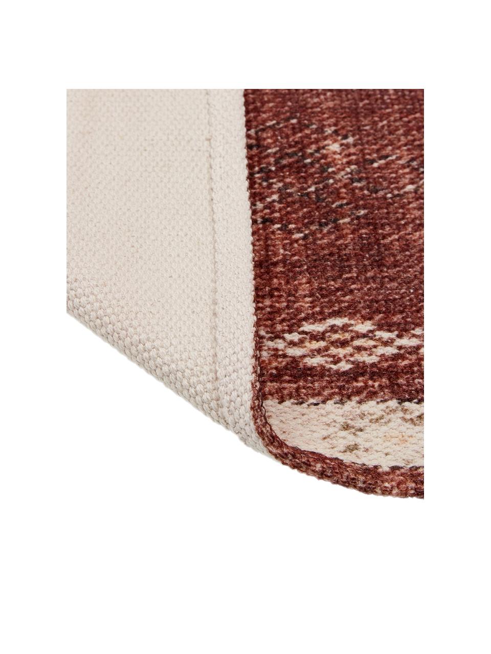 Camino de mesa de algodón Tanger, estilo étnico, 100% algodón, Terracota, crema, An 50 x L 150 cm