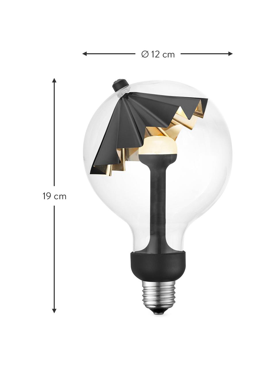 Žárovka E27, 400 lm, stmívatelná, teplá bílá, 1 ks, Černá, transparentní, stříbrná, Ø 12 cm, V 19 cm