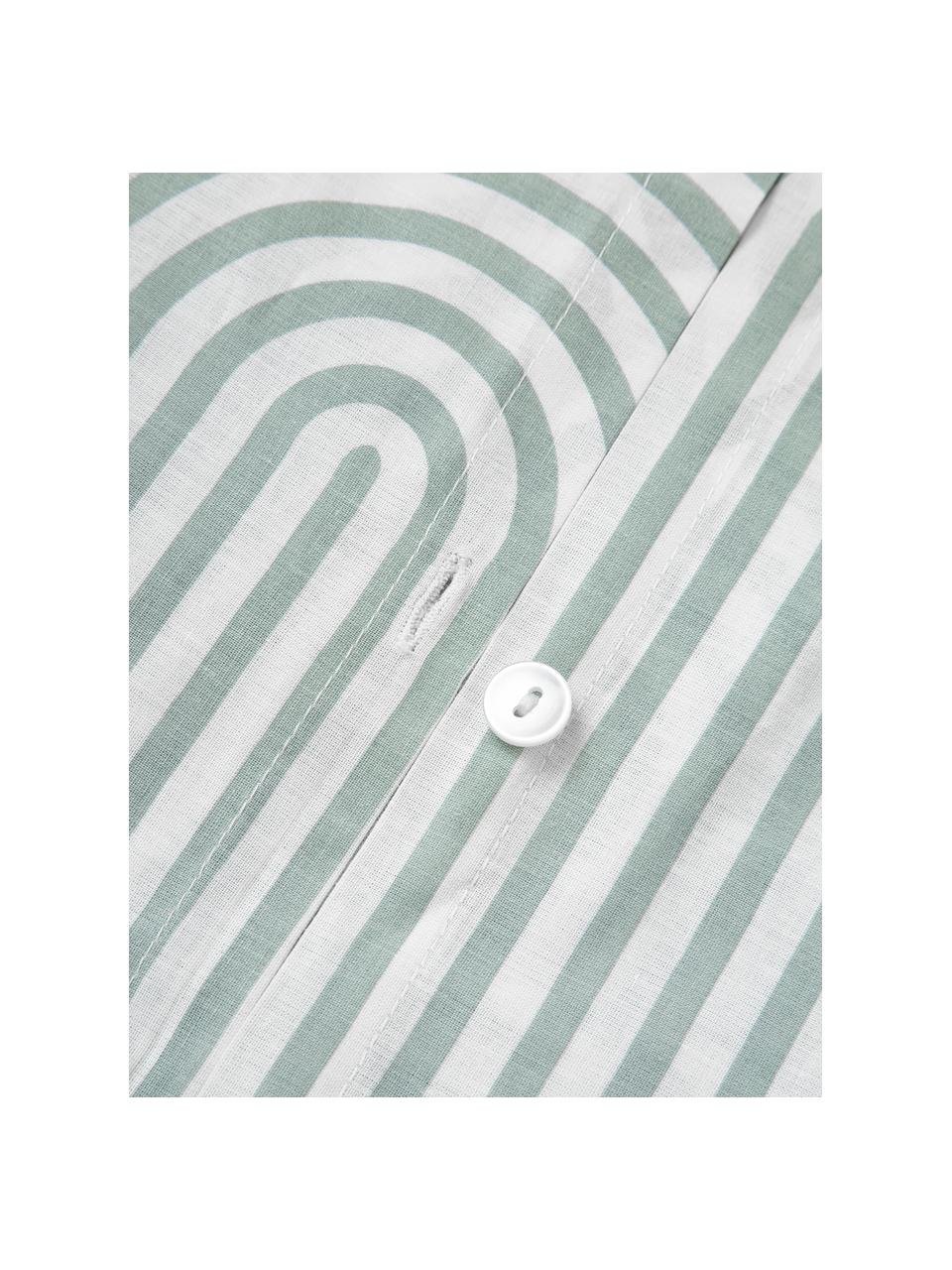 Taie d'oreiller en coton Arcs, Vert sauge, blanc, larg. 50 x long. 70 cm
