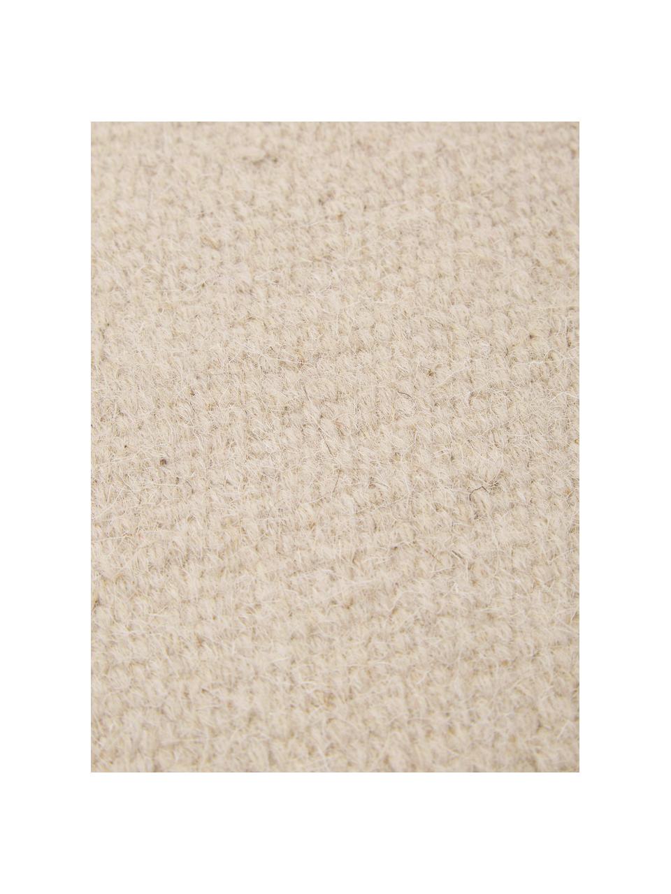 Handgeweven Kelim vloerkleed Rainbow van wol in beige met franjes, Franjes: 100% katoen Bij wollen vl, Zandkleurig, B 200 x L 300 cm (maat L)