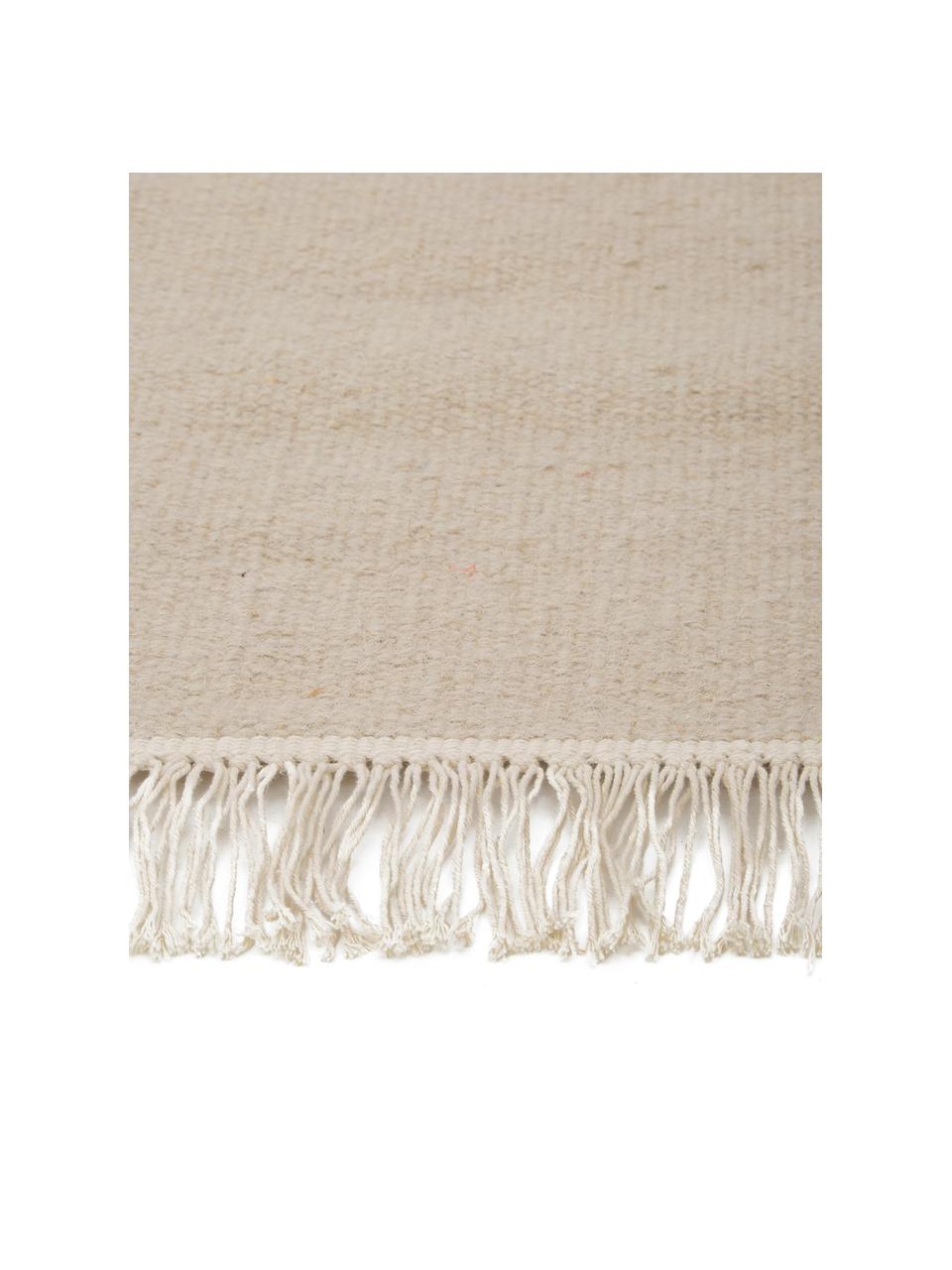 Ręcznie tkany dywan kilim z wełny z frędzlami Rainbow, Odcienie piaskowego, S 200 x D 300 cm (Rozmiar L)