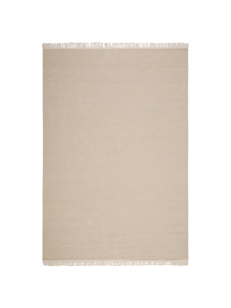 Ręcznie tkany dywan kilim z wełny z frędzlami Rainbow, Odcienie piaskowego, S 200 x D 300 cm (Rozmiar L)