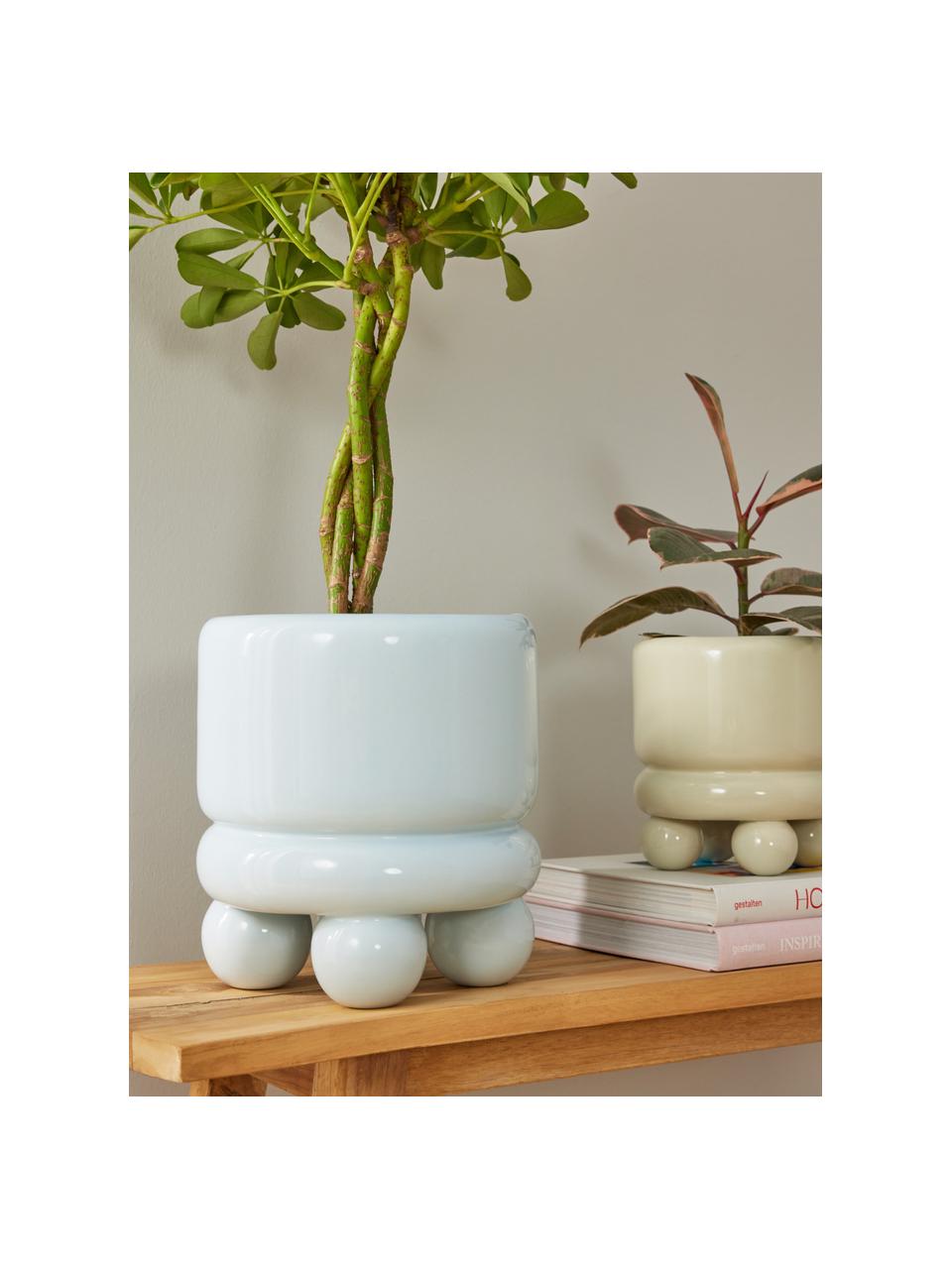 Kleine plantenpot Bryn, Keramiek, Saliegroen, Ø 14 x H 18 cm