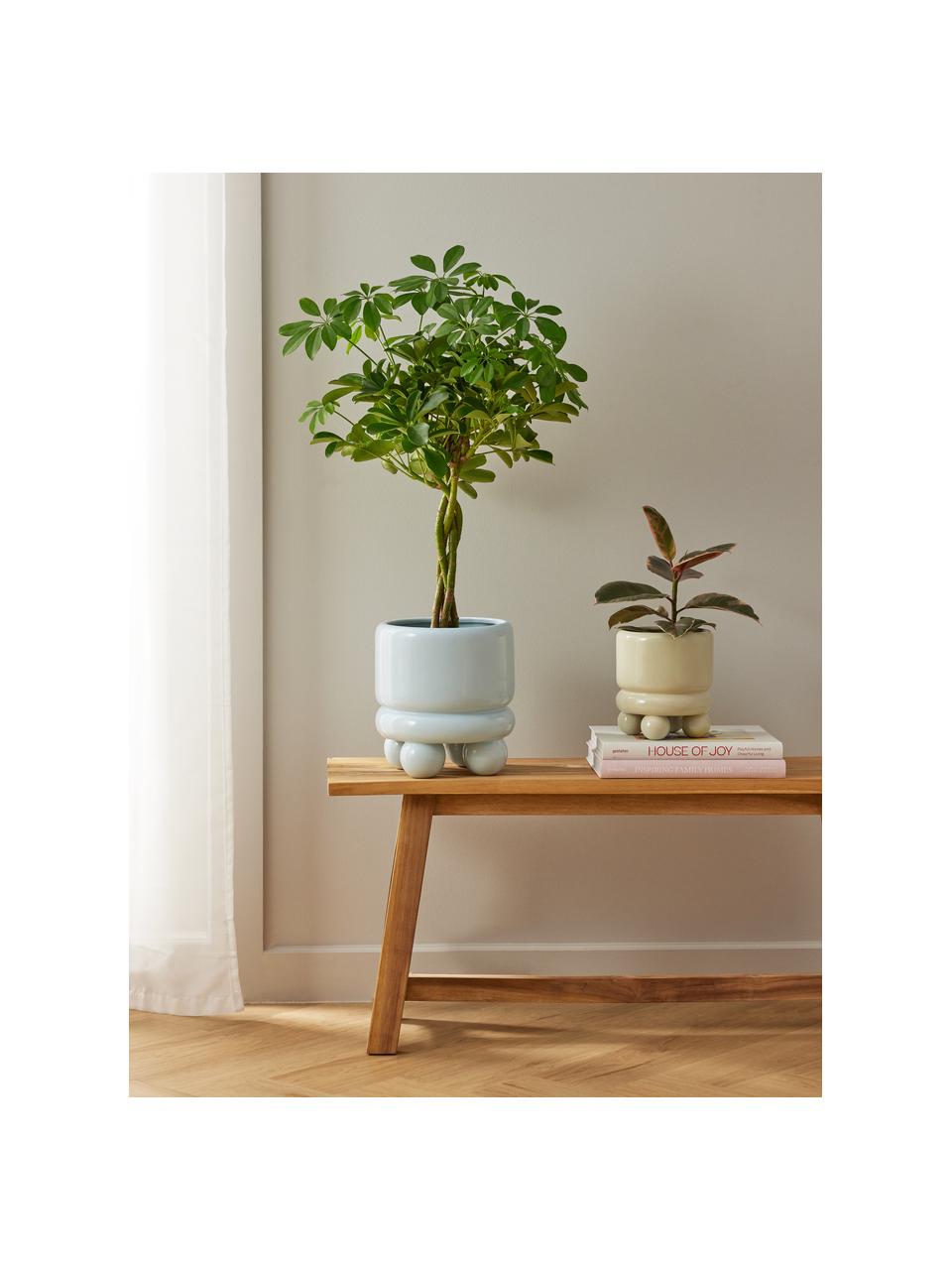 Kleine plantenpot Bryn, Keramiek, Saliegroen, Ø 14 x H 18 cm