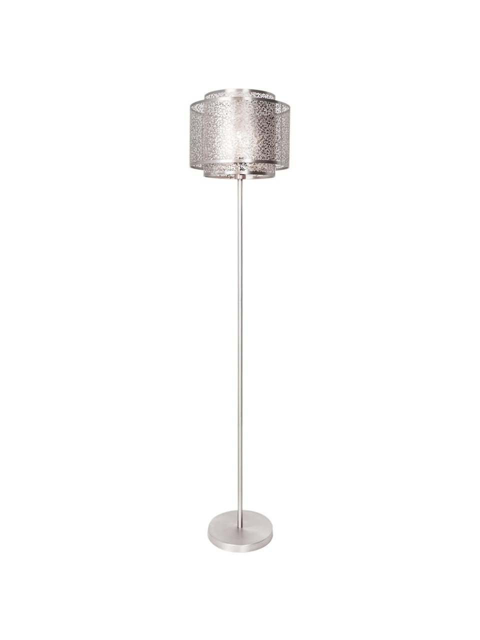 Stehlampe Mesh aus Metall, Nickelfarben, Ø 34 x H 157 cm
