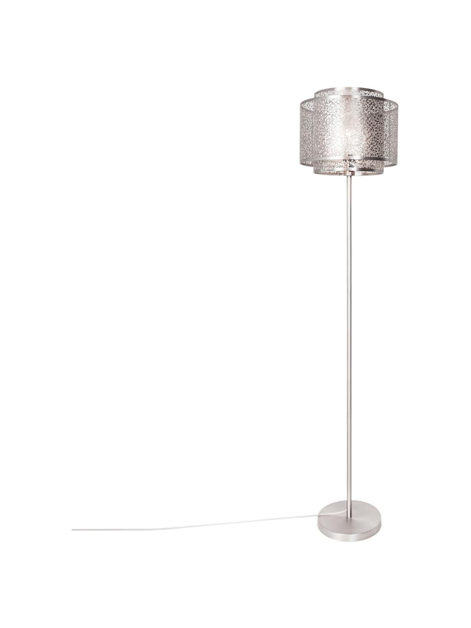 Stehlampe Mesh aus Metall, Nickelfarben, Ø 34 x H 157 cm