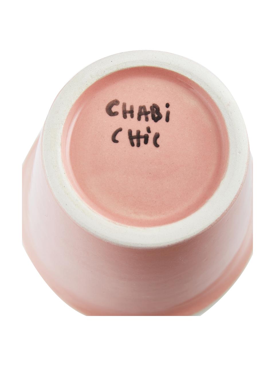 Tazza fatta a mano stile marocchino con dettagli dorati Beldi, Ceramica, Rosa, crema, oro, Ø 8 x Alt. 11 cm