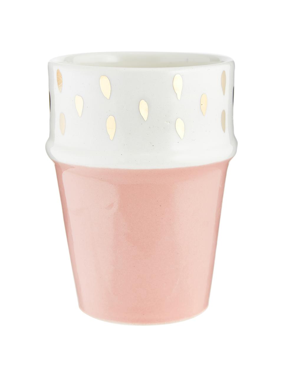 Taza artesanal Beldi, estilo marroquí, Cerámica, Rosa, crema, oro, Ø 8 x Al 11 cm