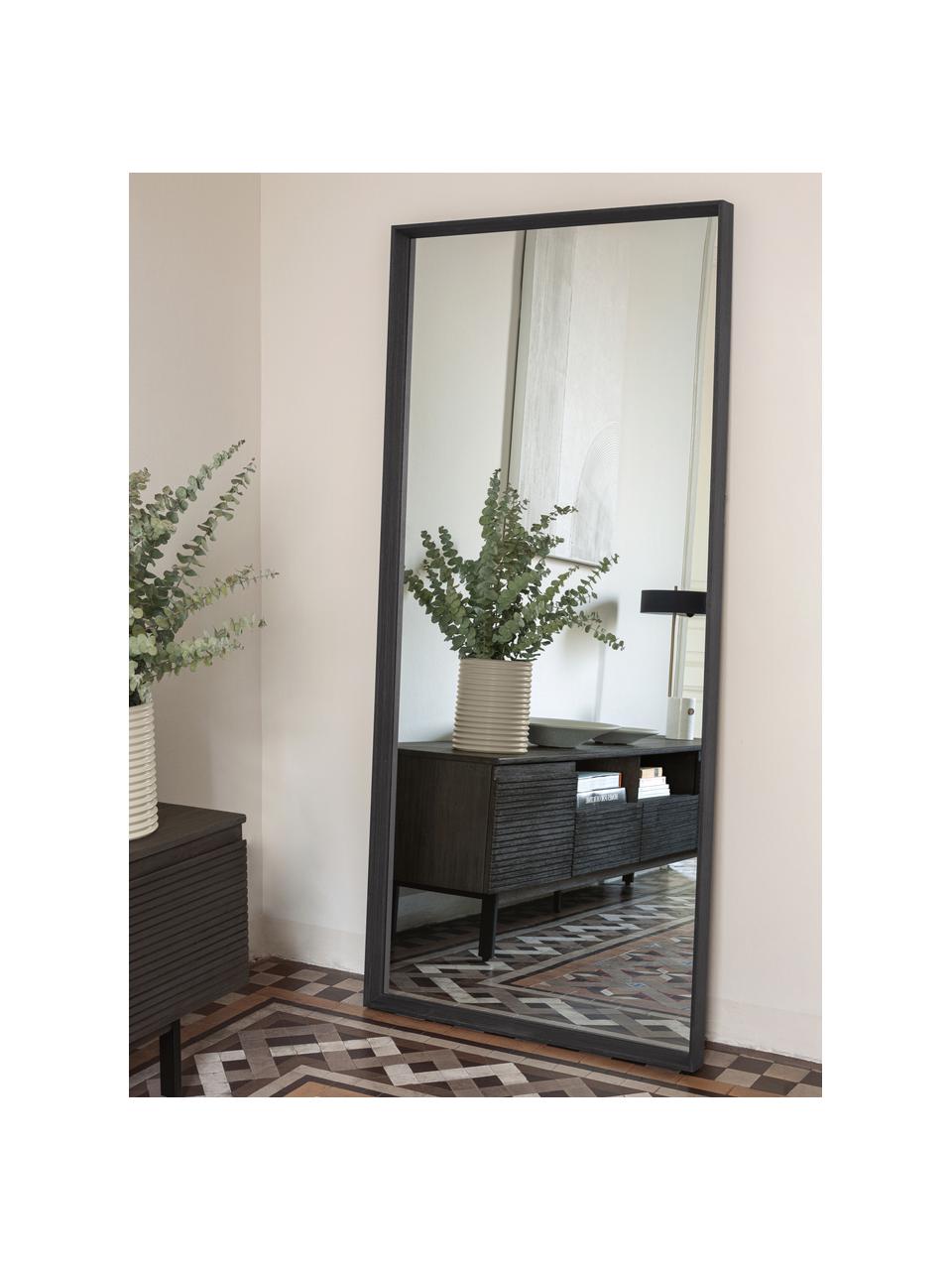 Specchio rettangolare da parete con cornice in legno marrone scuro Nerina, Cornice: legno, Superficie dello specchio: lastra di vetro, Marrone, Larg. 80 x Alt. 180 cm